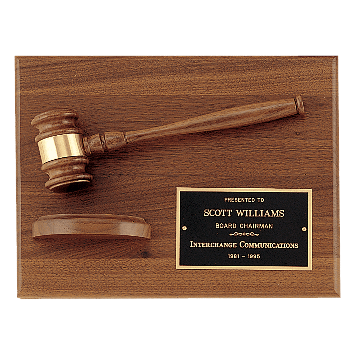 Walnut Gavel Plaque (PG2786)