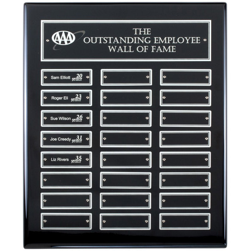 Ebony Perpetual Plaque with Black Header & 24 Plates