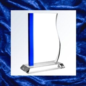 Clear trophy with blue line